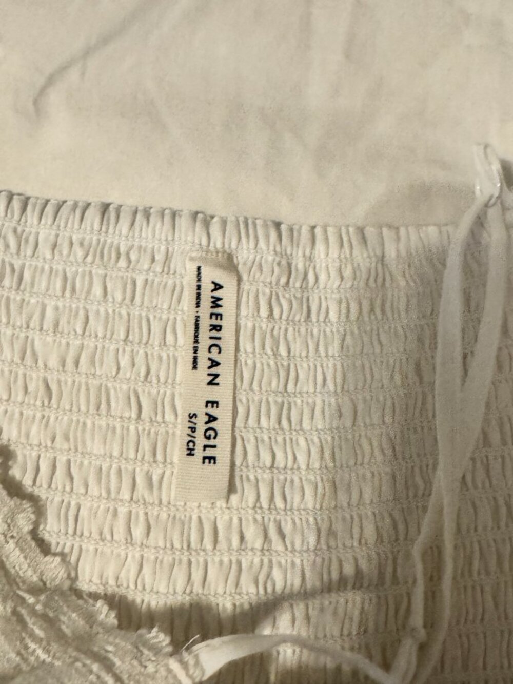 American Eagle White Lace Pintuck Smocked Romper Size Small - Picture 10 of 13